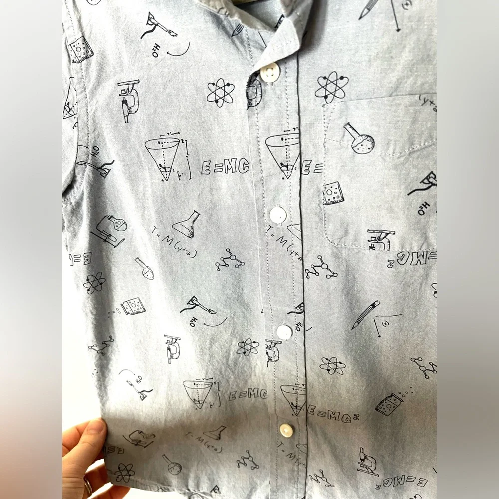 The Children's Place Boys' Science Print Button-Up Shirt – Size‎ 5/6 – VGUC